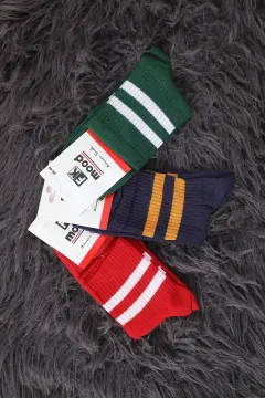 Fk Mood Kadın Çizgili Renkli 3 Lü Kolej Çorap ( 36-40 Numara Uyumludur) Renkli