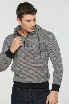 Ribanalı Erkek Sweatshirt Bej