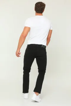 Erkek Yıkamalı Slim Fit Jean Pantolon Siyah