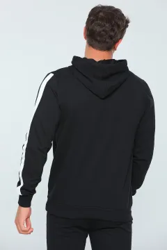 Erkek Kapüşonlu Kanguru Cepli Basic Sweatshirt Siyah