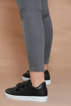 Kadın Cırtlı Sneaker Spor Ayakkabı Siyahbeyaz