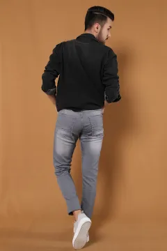 Slim Likralı Erkek Jeans Gri