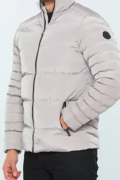 Erkek İç Astarlı Kışlık Şişme Mont Taş