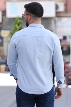 Uzun Kol Erkek Basic Gömlek Buzmavisi