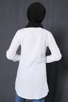 Uzun Poplin Gömlek Beyaz
