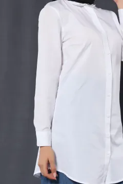 Uzun Poplin Gömlek Beyaz