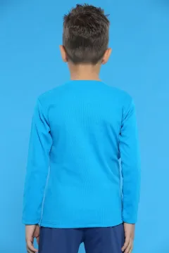 Baskılı Erkek Çocuk Sweatshirt Açık Turkuaz