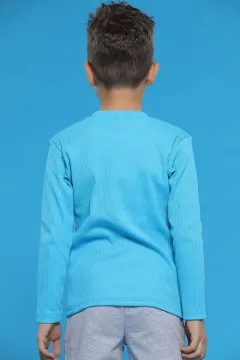 Baskılı Erkek Çocuk Sweatshirt Açıkmavi