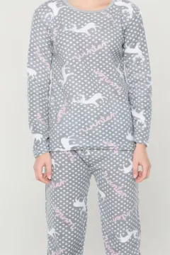 Winter Baskılı Bayan Pijama Takımı Gri