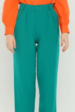 Kadın Ekstra Yüksek Bel Cepli Kumaş Pantolon Yeşil
