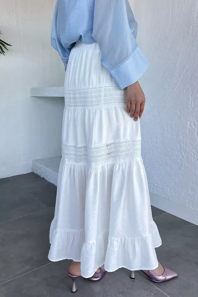 İç Astarlı Bel Lastikli Fistolu Tesettür Etek