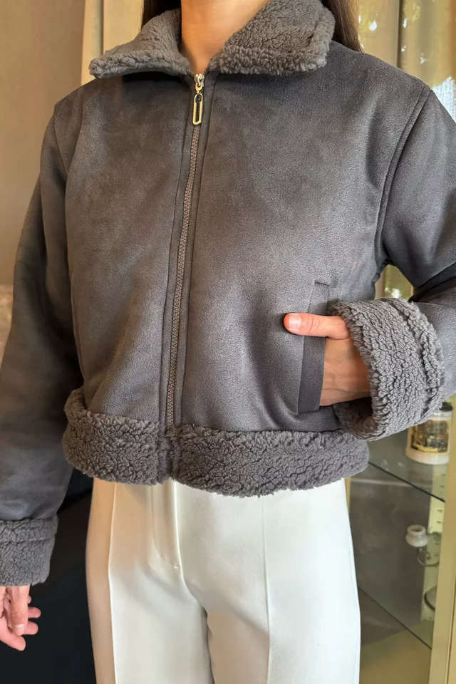 İçi Peluşlu Kadın Nubuk Mont