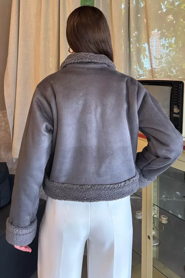 İçi Peluşlu Kadın Nubuk Mont