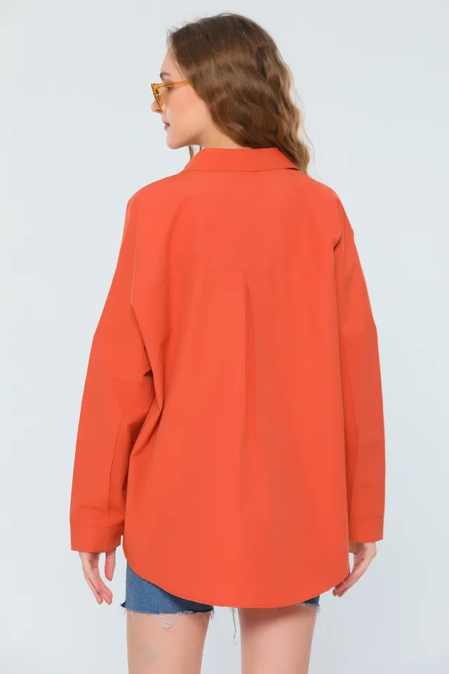 Kadın Oversize Ceket Gömlek A.kiremit