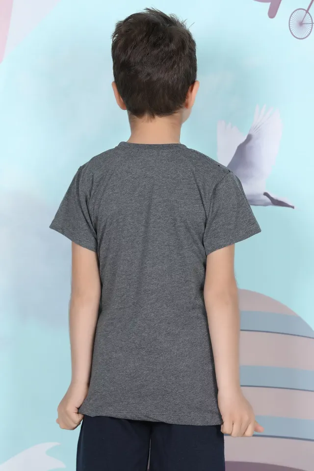 Alt Yırtıklı Erkek Çocuk T-shirt Antrasit