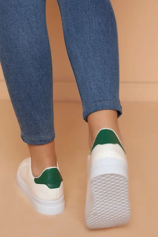 Bağcıklı Bayan Spor Ayakkabı Beyazyeşil