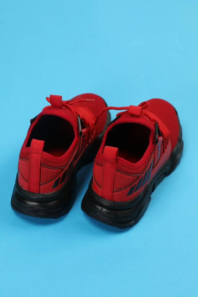 Bağcıklı Çocuk Spor Ayakkabı Kırmızısiyah