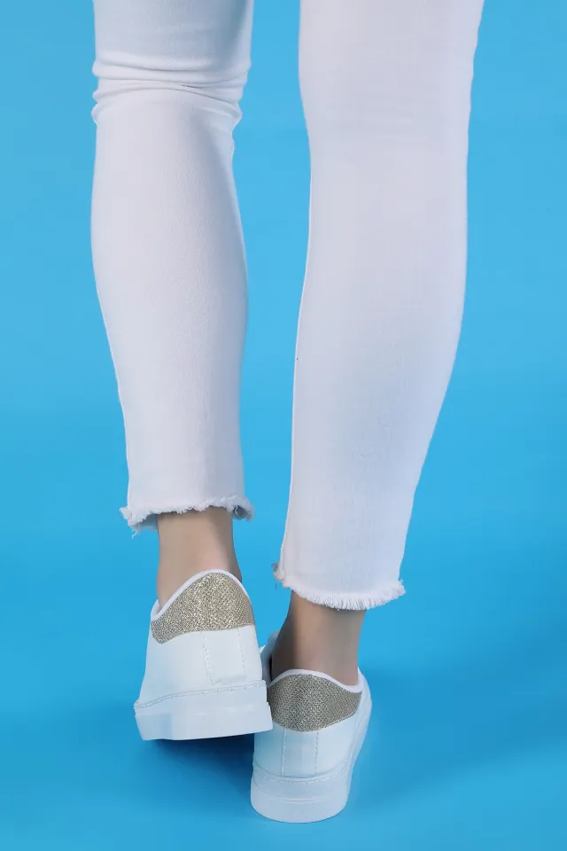 Bağcıklı Kadın Spor Ayakkabı Beyazgold