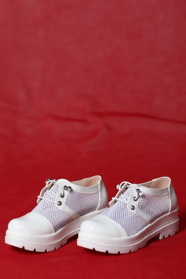 Bağcıklı Kız Çocuk Ayakkabı Beyaz