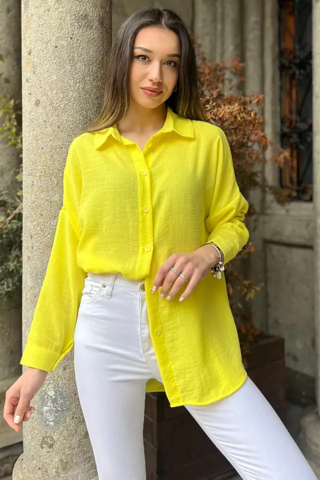 Basic Salaş Kadın Gömlek Sarı