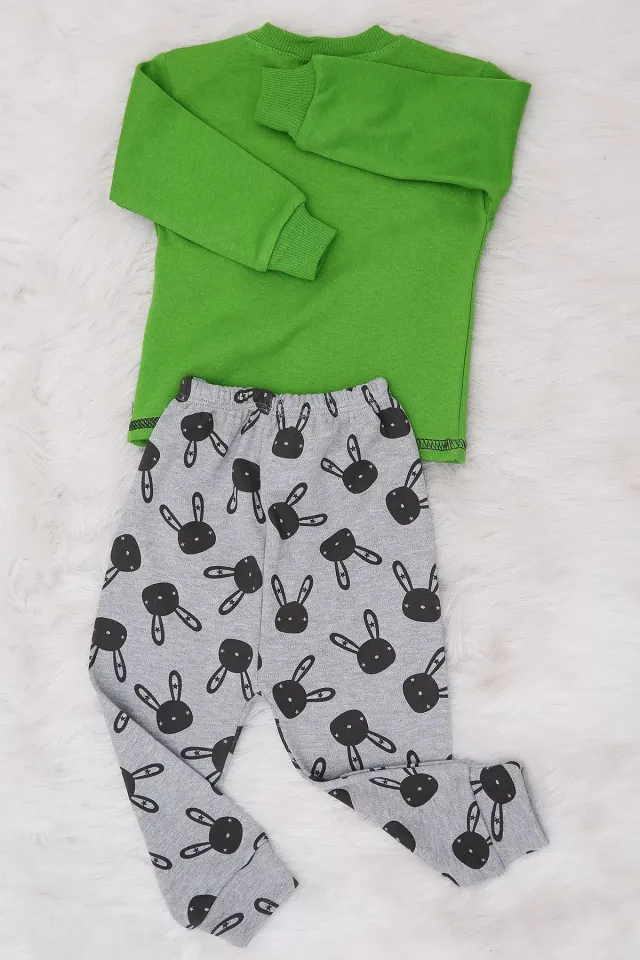 Baskılı Erkek Çocuk Pijama Takımı Yeşil
