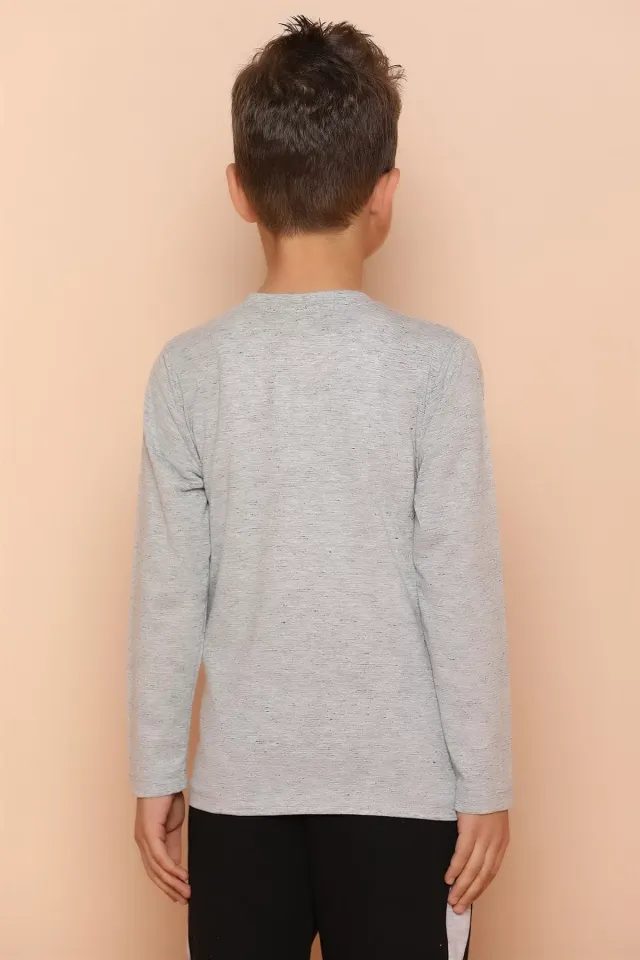 Baskılı Erkek Çocuk Sweatshirt Gri