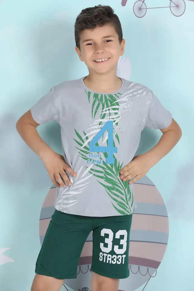 Erkek Çocuk Likralı Baskılı T-shirt Grimavi