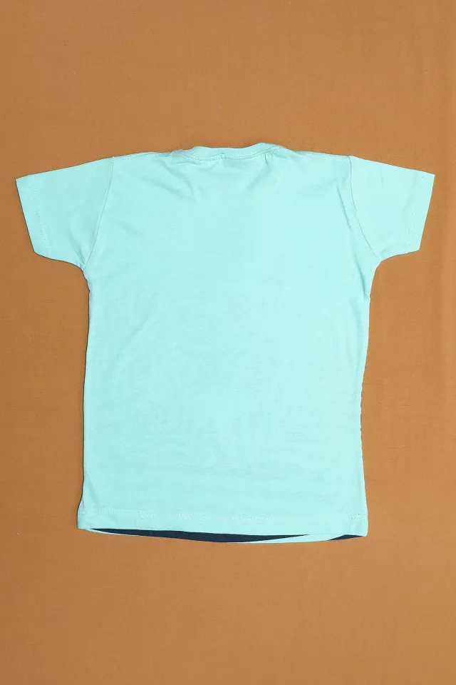 Erkek Çocuk Likralı Baskılı T-shirt Mintkırmızı