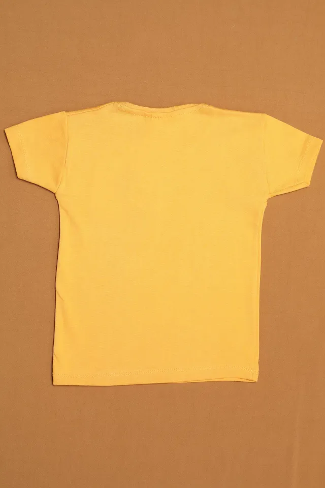 Erkek Çocuk Likralı Baskılı T-shirt Hardal