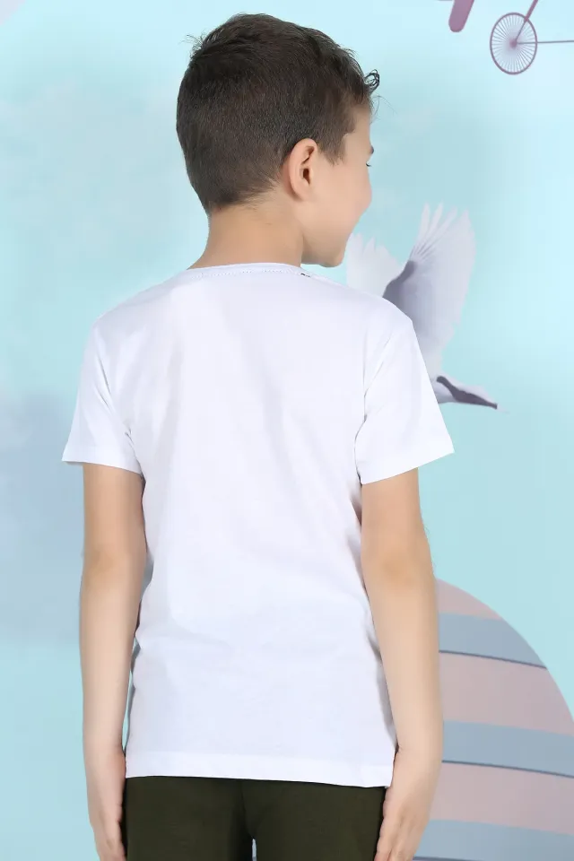 Erkek Çoçuk Baskılı T-shirt Beyaz