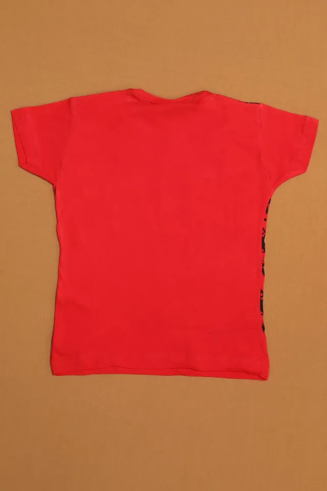 Baskılı Erkek Çocuk T-shirt Kırmızıyeşil
