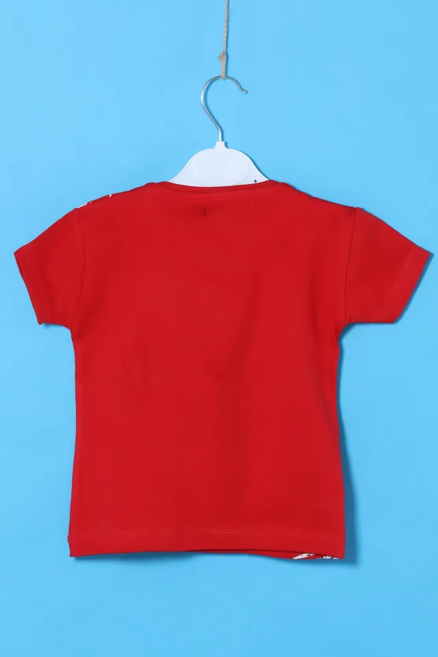 Erkek Çocuk Likralı Baskılı T-shirt Kırmızı