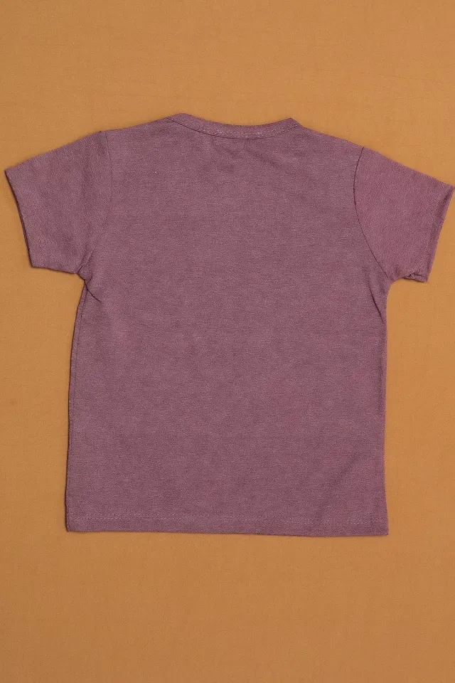 Erkek Çocuk Likralı Baskılı T-shirt Açık Vişne