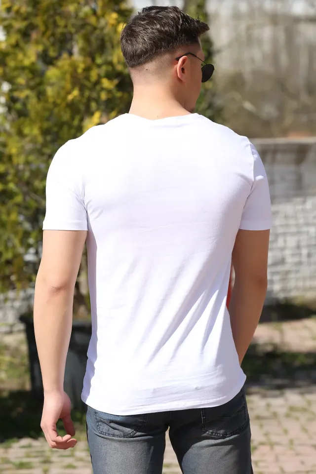 Baskılı Erkek T-shirt Beyaz