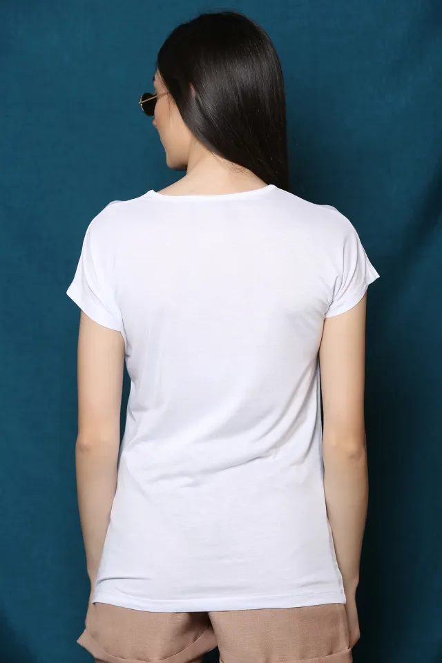 Baskılı Kısa Kol T-shirt Beyaz