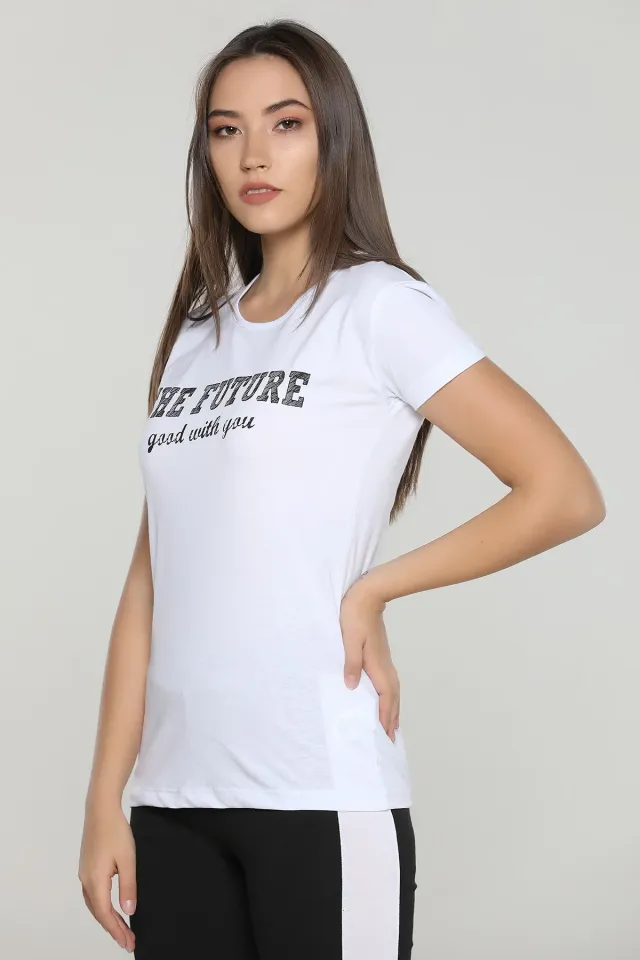 Baskılı T-shirt Beyaz