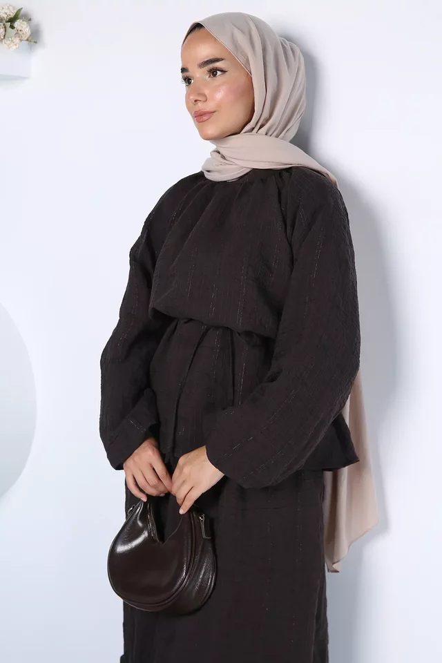 Bel Bağcıklı Astarlı Tesettür Bluz