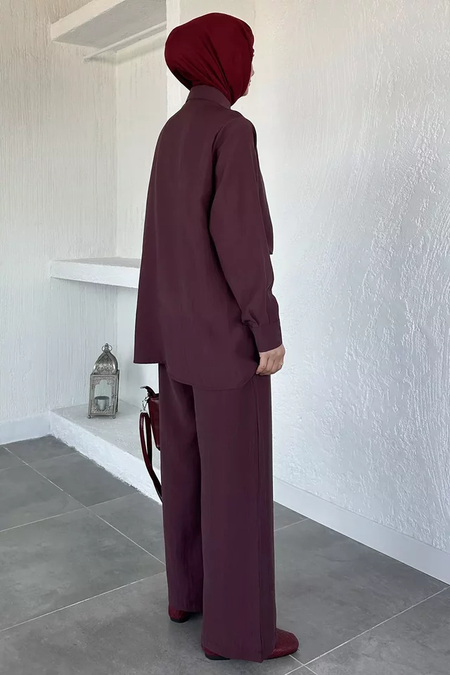 Bel Detaylı Tesettür Tunik Pantolon İkili Takım