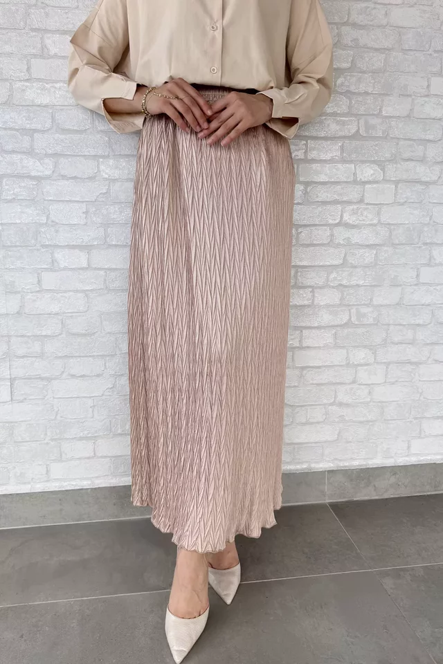 Bel Lastikli Kendinden Desenli Tesettür Etek(s,m,l,xl Uyumludur) - 2