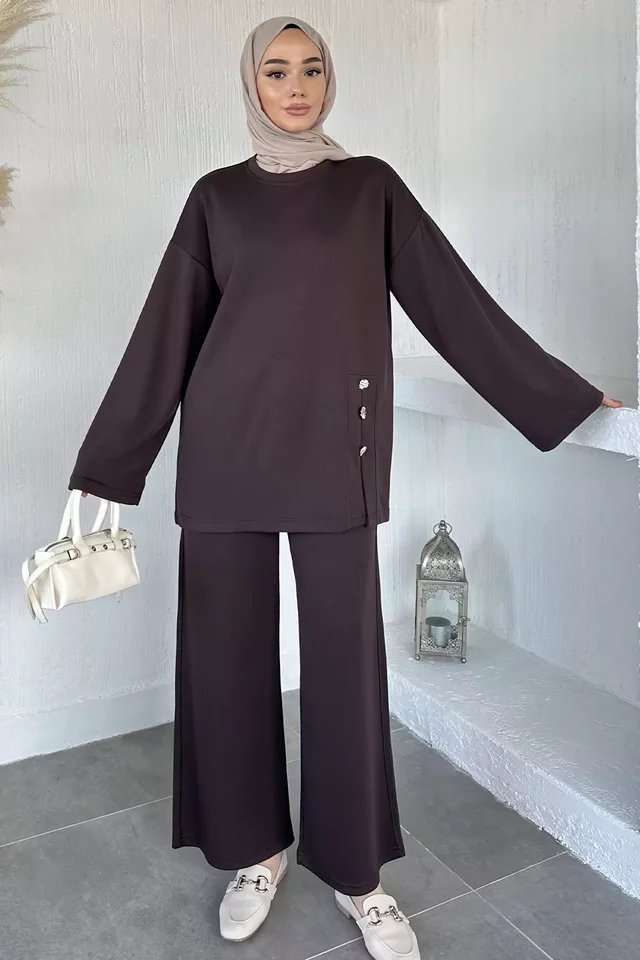 Bel Lastikli Pantolon Tunik Tesettür İkili Takım - 2