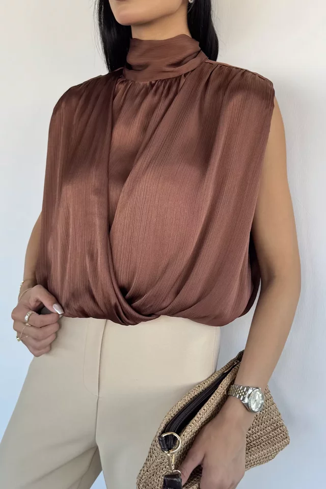 Bel Lastikli Saten Bluz - 2
