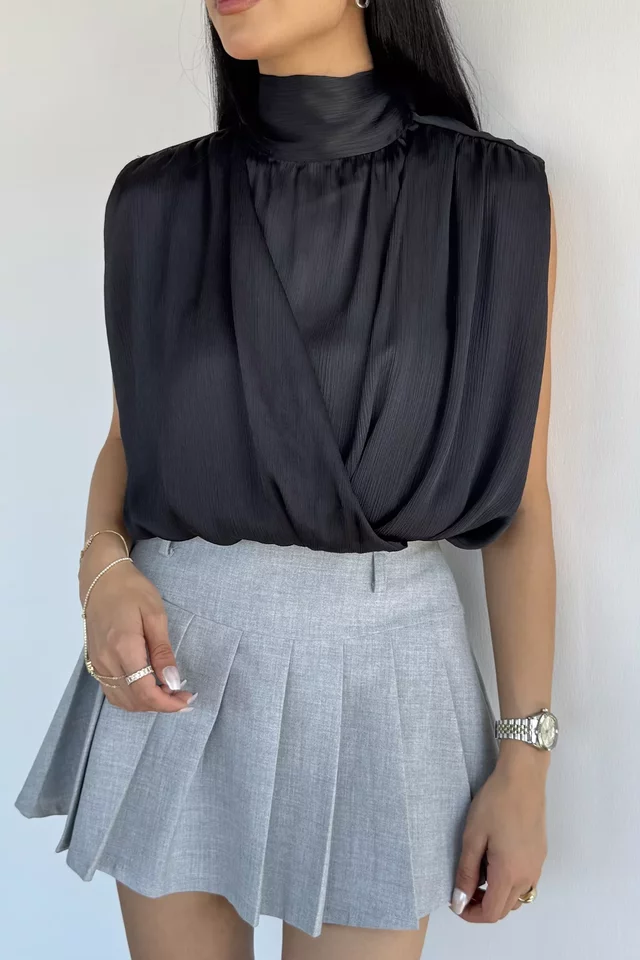 Bel Lastikli Saten Bluz - 2