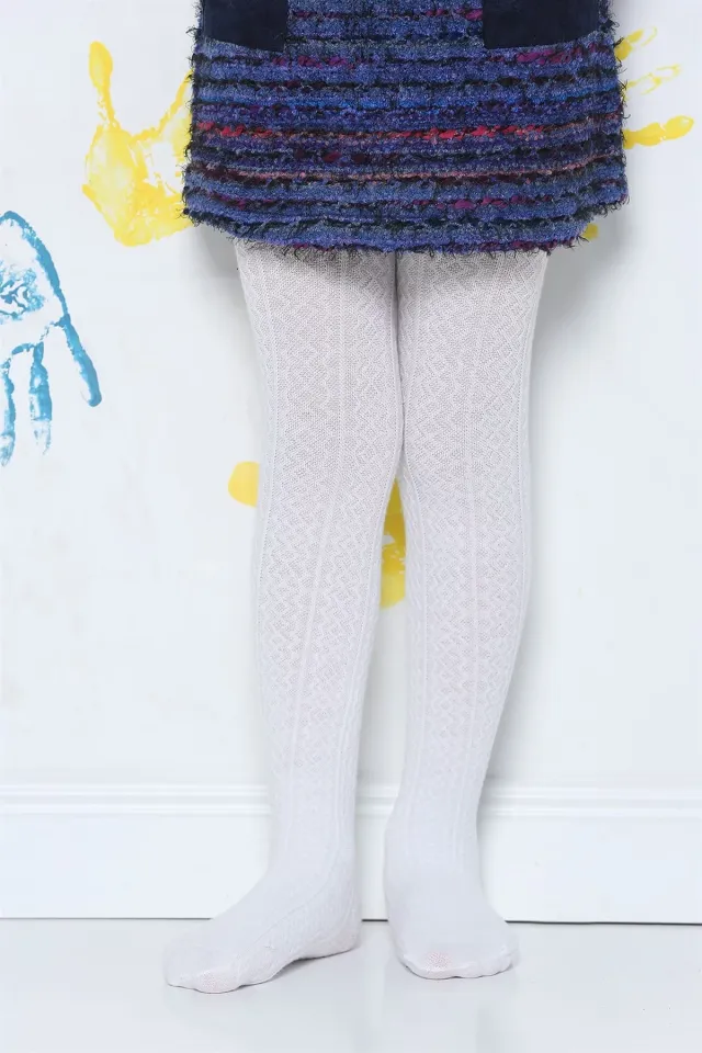 Bella Calze Kız Çocuk Triko Çorap Beyaz