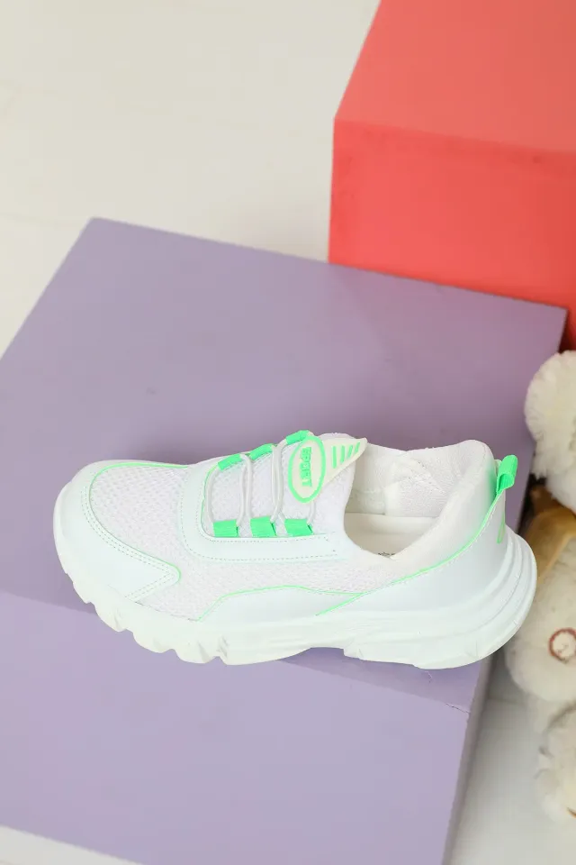Çocuk Anaroklu Aqua Günlük Spor Ayakkabı Beyaz Neon Yeşil