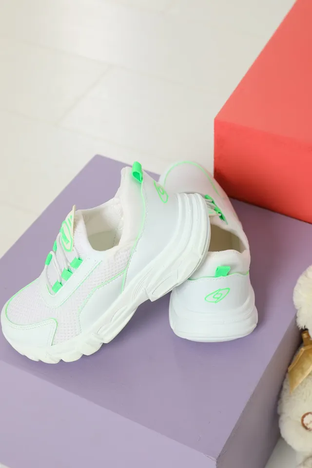 Çocuk Anaroklu Aqua Günlük Spor Ayakkabı Beyaz Neon Yeşil