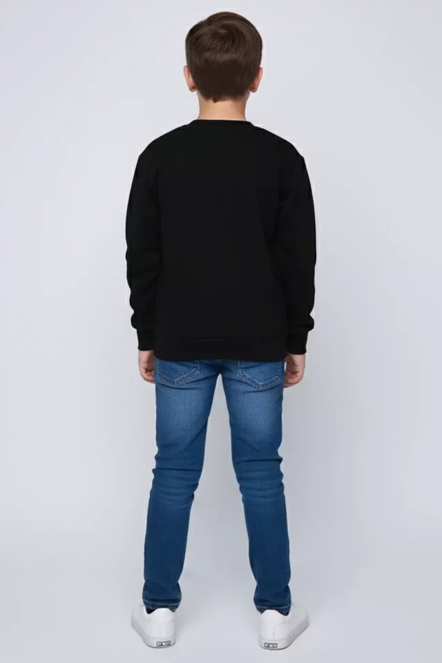 Bisiklet Yaka Baskılı Üç İplik Şardonlu Erkek Çocuk Sweatshirt - 2