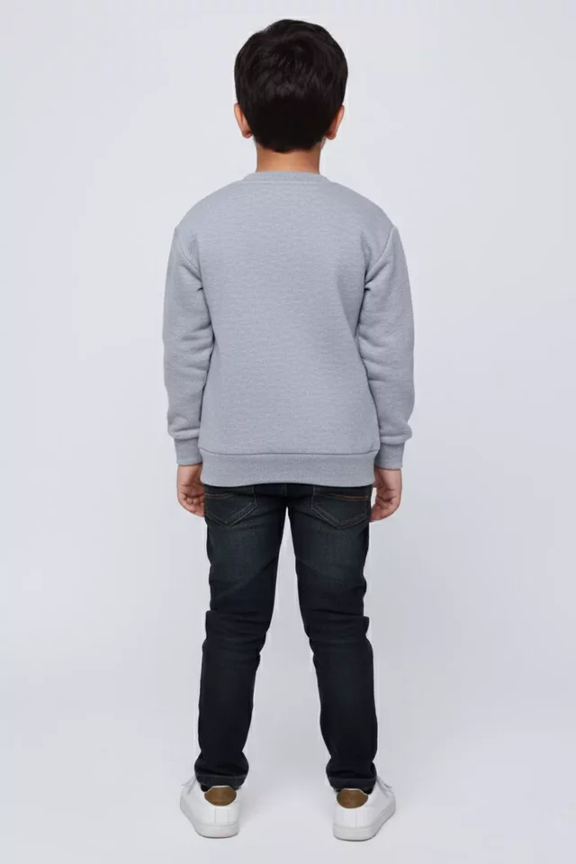 Bisiklet Yaka Üç İplik Şardonlu Baskılı Erkek Çocuk Sweatshirt