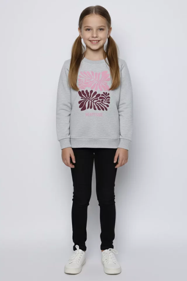 Bisiklet Yaka Üç İplik Şardonlu Baskılı Sweatshirt - 1