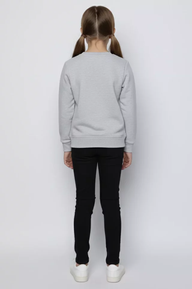 Bisiklet Yaka Üç İplik Şardonlu Baskılı Sweatshirt