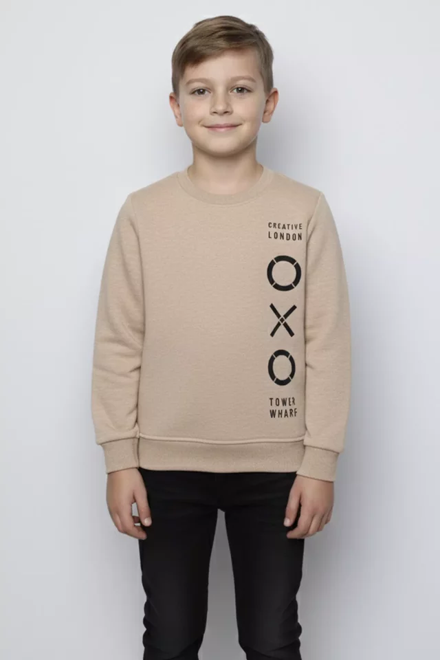 Bisiklet Yaka Üç İplik Şardonlu Erkek Çocuk Sweatshirt - 1
